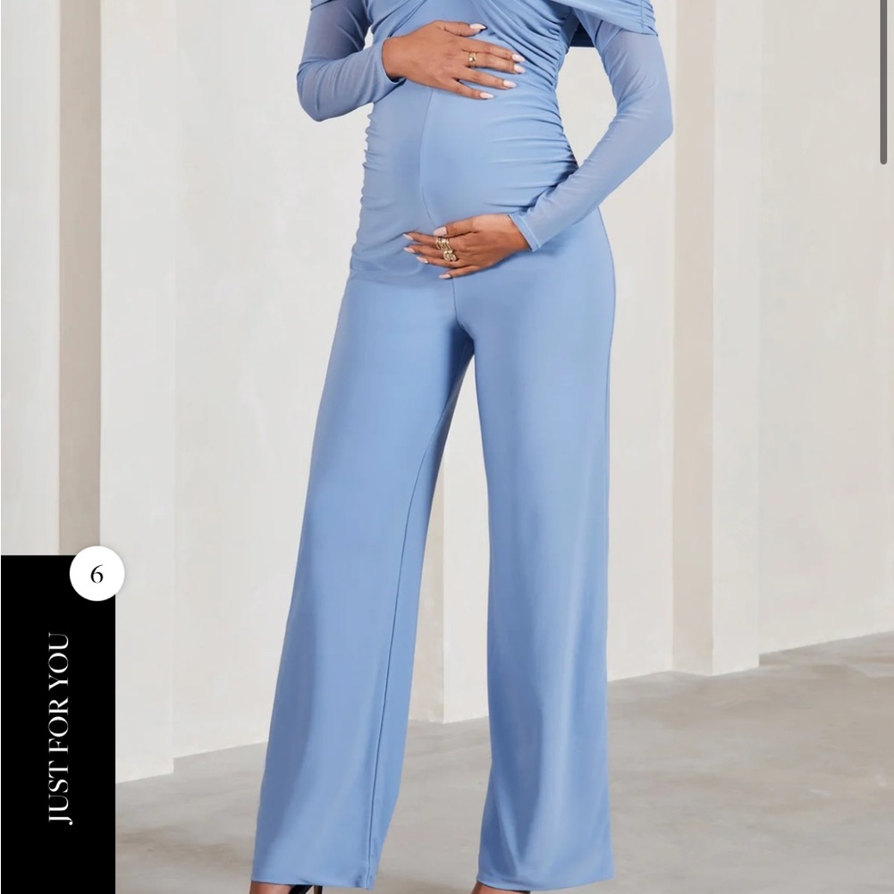 Blue Maternity Jumpsuit